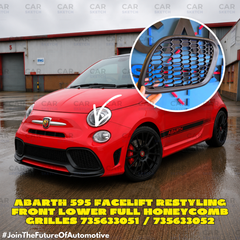 Abarth 595 Facelift Restyling Front Lower Full Honeycomb Grilles 735633051 / 735633052