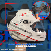 Precision-fit rear spoiler attached to OMP KJ8 EVO helmet