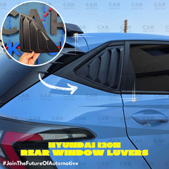 Hyundai i20 N rear window louvers installed in black