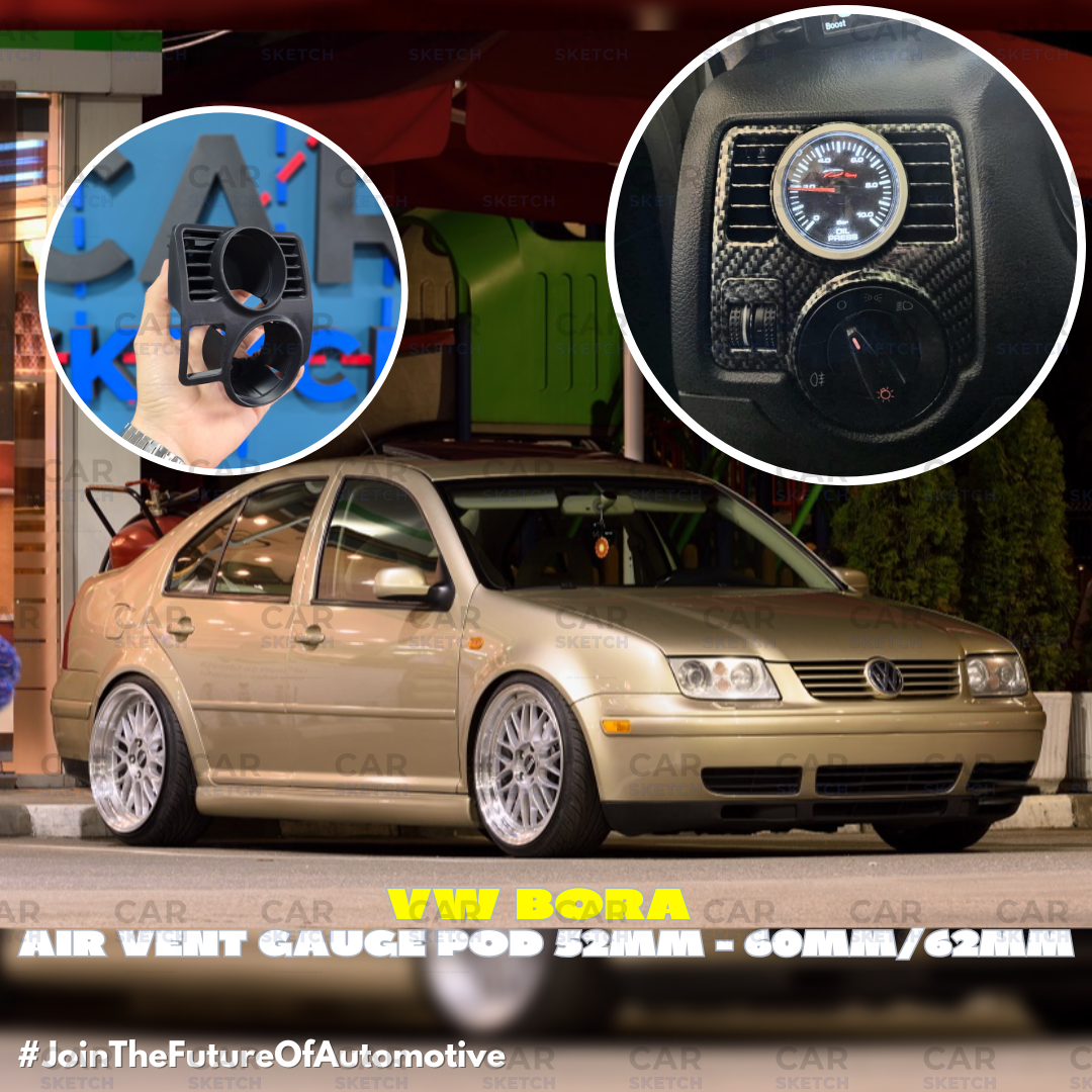 VW Bora Air Vent Gauge Pod – 52mm 60mm Full Vent Replacement