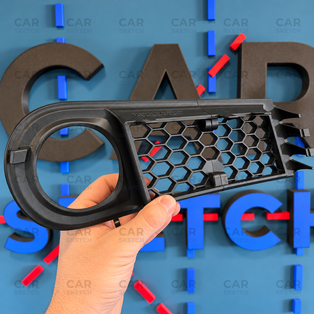 Audi A3 8L facelift honeycomb fog side grille — satin black, two-piece construction