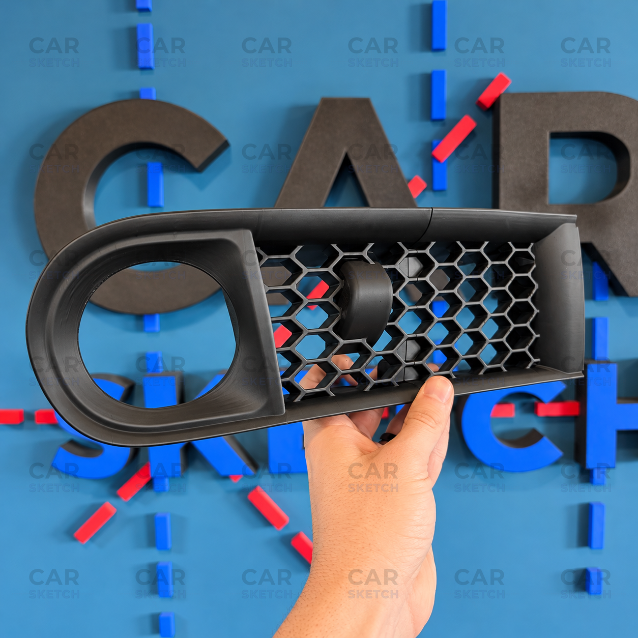 Audi A3 8L facelift honeycomb fog side grille — satin black, two-piece construction