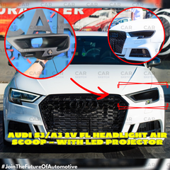 Audi S3/A3 8V facelift headlight air scoop with LED projector