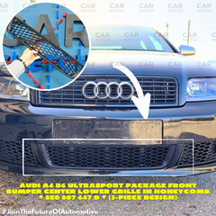 Audi A4 B6 UltraSport Package Front Bumper Center Lower Grille in Honeycomb * 8E0 807 647 D * (3-Piece Design)