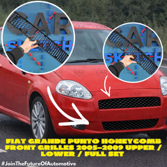 Fiat Grande Punto Honeycomb Γρίλιες Προφυλακτήρα 05'–09' Άνω / Κάτω / Σετ 